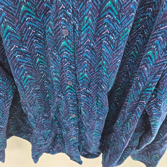 Catherines Blue Purple Corduroy Chevron Long Sleeved Button Down Top 3x 26/28 - Picture 8 of 10